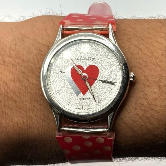 Silver & Red Heart Infinity Watch - Picture 2 of 5